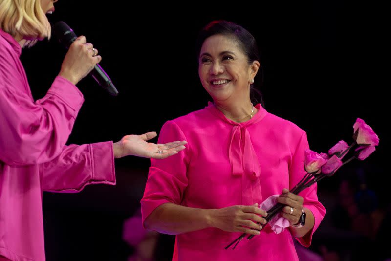 FILE PHOTO: Philippine presidential candidate Robredo holds rally in Makati City