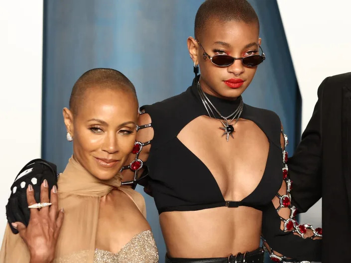 Jada Pinkett Smith and Willow Smith at the 2022 Vanity Fair Oscars after-party.