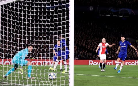 Donny van de Beek of AFC Ajax scores their 4th goal during the UEFA Champions League group H match between Chelsea FC and AFC Ajax - Credit: GETTY IMAGES