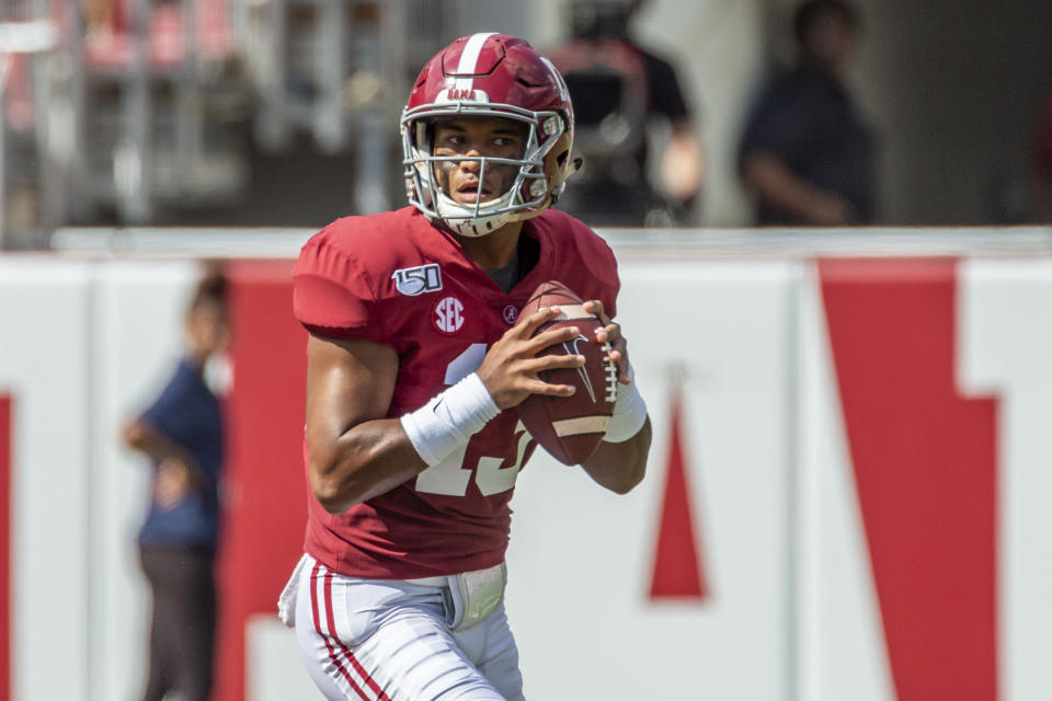 Tagovailoa threw for a career-high 444 yards and five touchdowns in the Crimson Tide’s win against South Carolina.