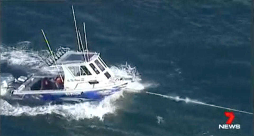The pair were thrown a lifeline, but the rope snapped. Source: 7 News