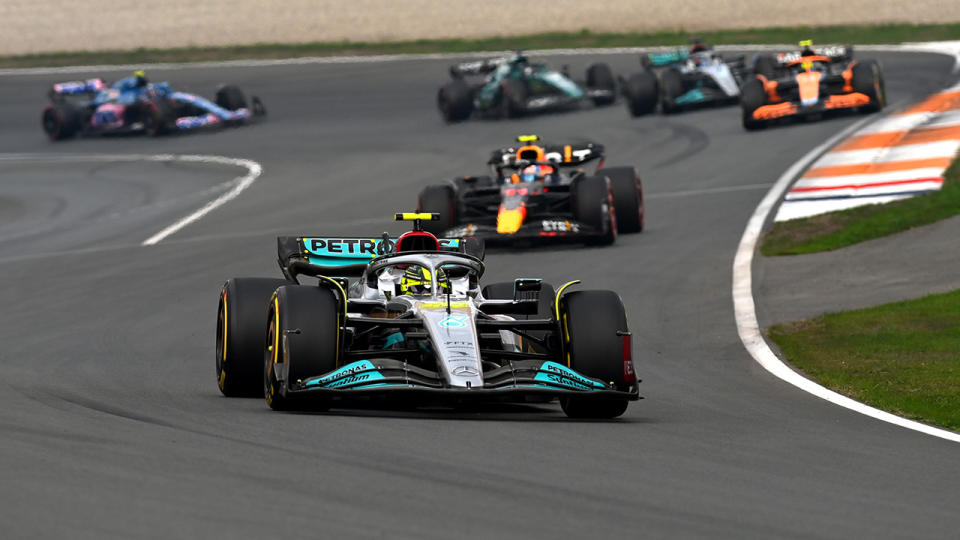 Lewis Hamilton drives in the Dutch GP.