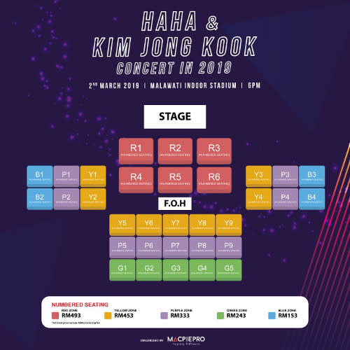 The seating plan for the concert.