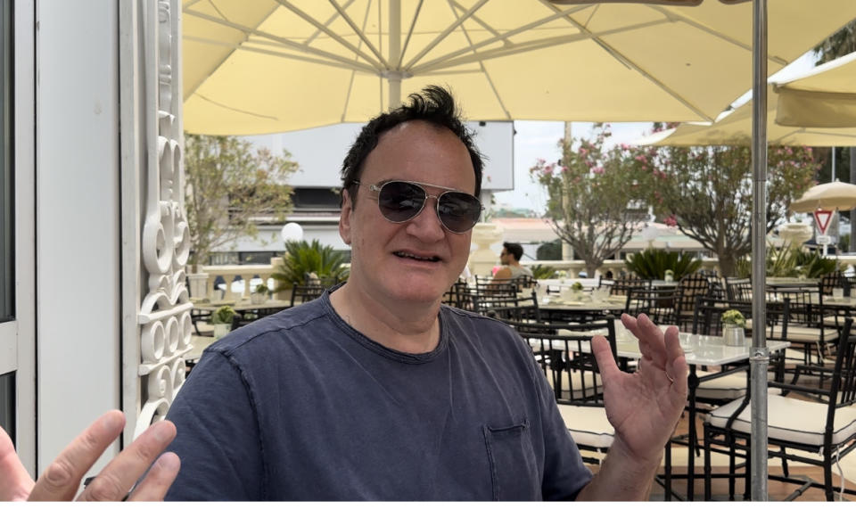 Quentin Tarantino on the Carlton Hotel terrace in Cannes (Baz Bamigboye/Deadline)