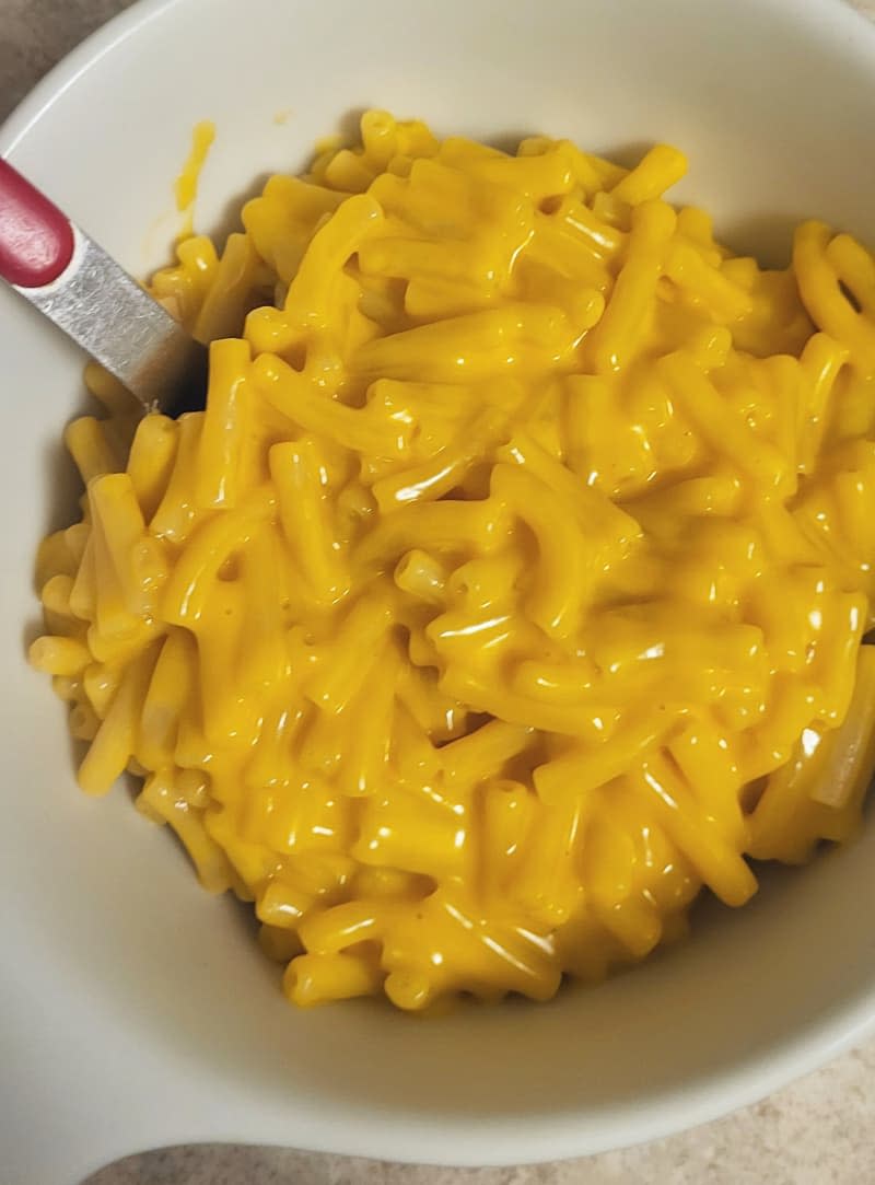 bowl of boxed mac and cheese