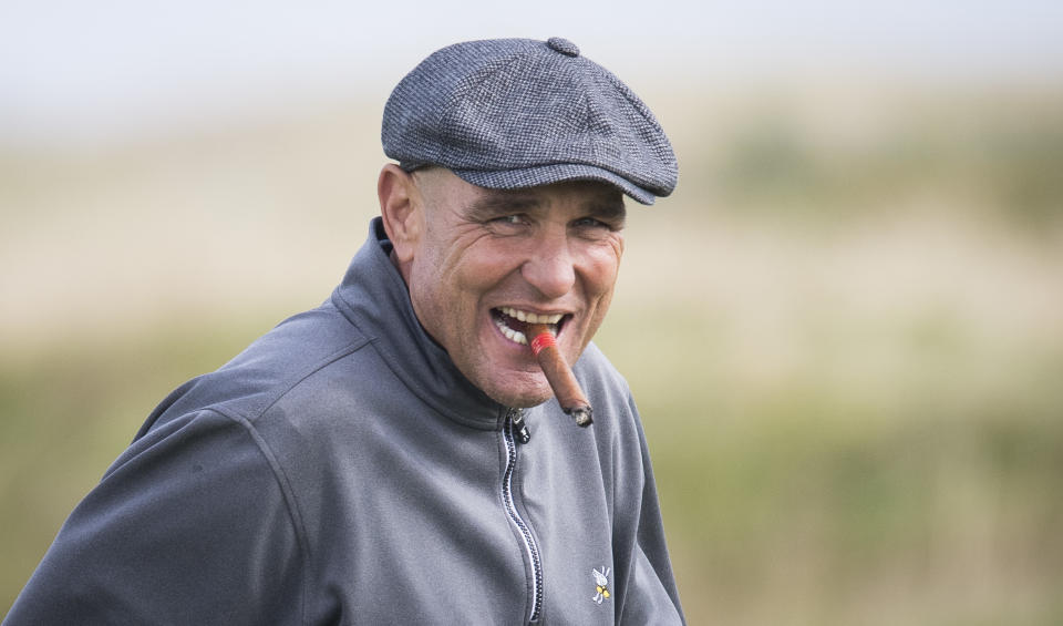 Vinny Jones is pictured during Day One of the 2019 Alfred Dunhill Links Championship, at Carnoustie Golf Links, on September 26, 2019, in Carnoustie, Scotland. (Photo by Ross Parker/SNS Group via Getty Images)