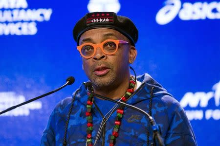 Director Spike Lee speaks at a news conference about being the Grand Marshal for the upcoming New York City Marathon in New York, October 29, 2015. REUTERS/Lucas Jackson/Files