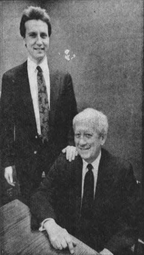 Nemschoff Chair's former company leader Mark Nemschoff (left) and founder Leonard Nemschoff (right), as seen in 1990.