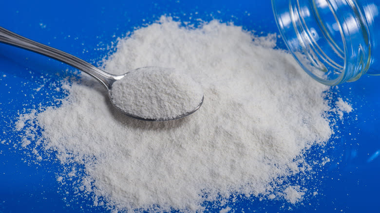 Spoon in dried white powder
