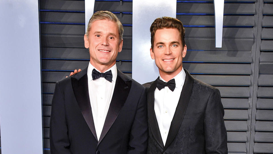 Simon Halls (left) and husband Matt Bomer at the Vanity Fair Oscar party in 2018, six years after the actor came out publicly.