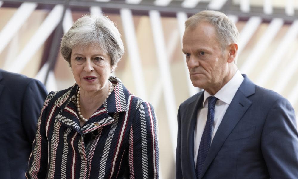 Theresa May with the president of the European council, Donald Tusk.