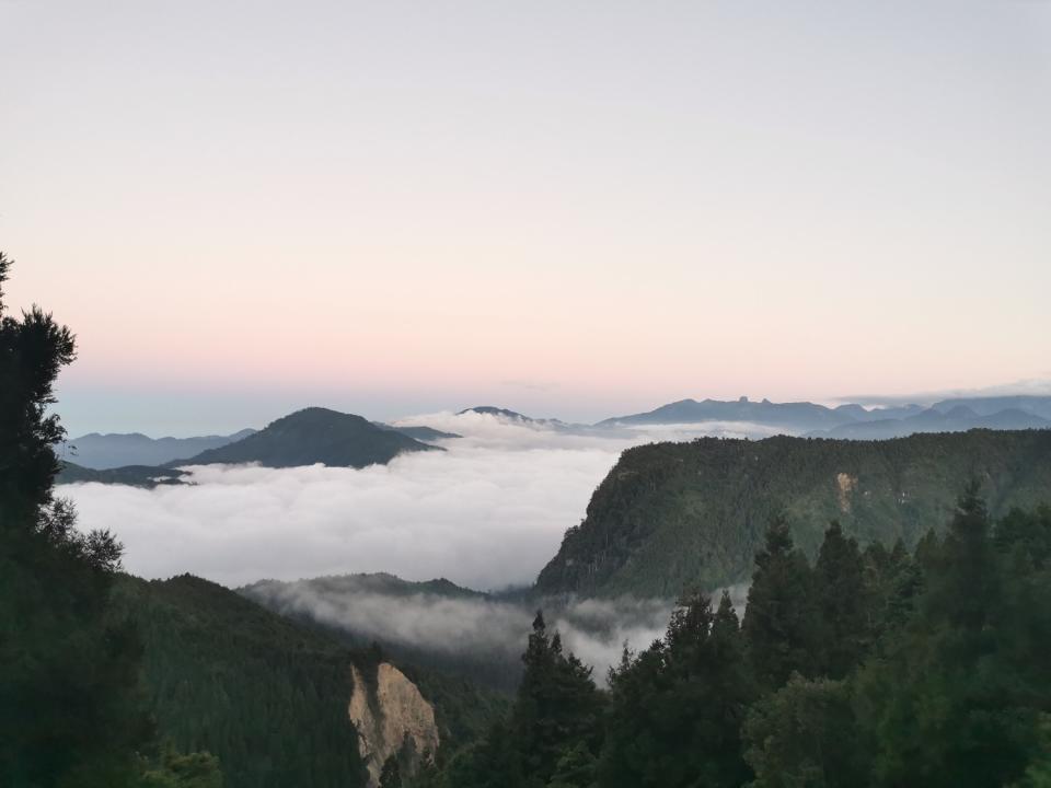 從雪霸國家公園中的樂山林道眺望聖稜線、榛山。   圖：取自雪霸國家公園臉書