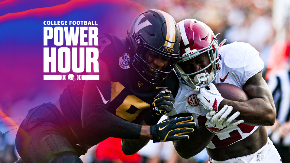 NASHVILLE, TENNESSEE - OCTOBER 5: Justice Haynes #22 of the Alabama Crimson Tide runs the ball against De'Rickey Wright #19 of the Vanderbilt Commodores in the first half at FirstBank Stadium on October 5, 2024 in Nashville, Tennessee. (Photo by Carly Mackler/Getty Images)