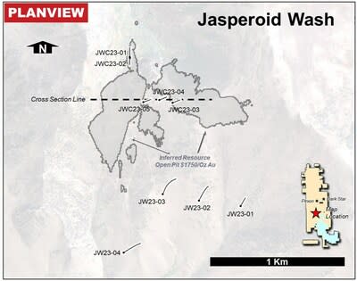 Figure 5: Jasperoid Wash 2023 drill hole locations. (CNW Group/Orla Mining Ltd.)