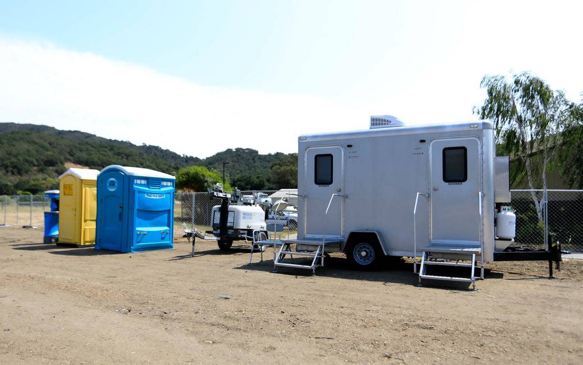 Portable restrooms and showers are among the infrastructure provided to residents at the Kansas Avenue Safe Parking Site.