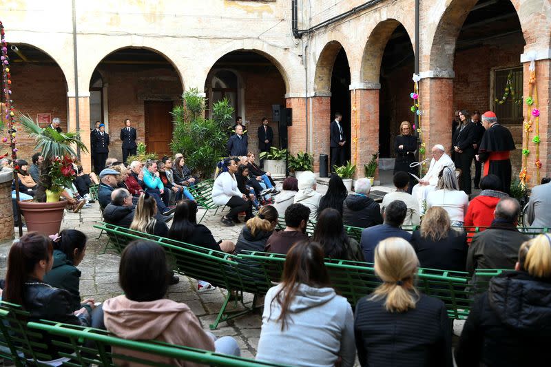 Pope Francis visits Venice, says his work isn't easy