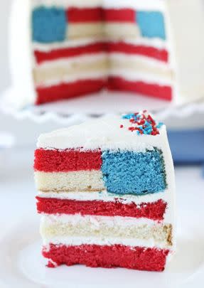 Red, White And Blue Layered Flag Cake
