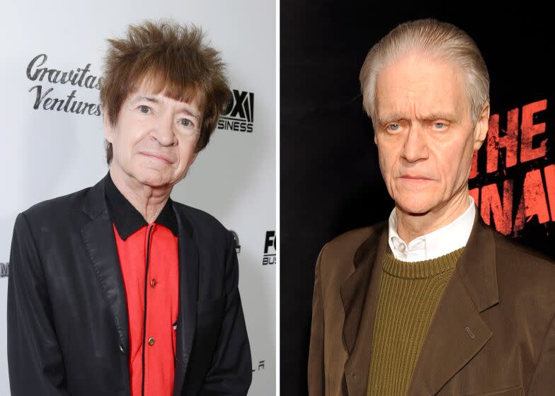 Left: Rodney Bingenheimer at the Los Angeles premiere of ALL THINGS MUST PASS on October 15, 2015 in Los Angeles, CA. (Photo by Eric Charbonneau/Invision for Gravitas Ventures/AP Images) Right: FILE - In this March 11, 2010 file photo, rock manager and producer Kim Fowley arrives at the premiere of the film "The Runaways" in Los Angeles. Fowley, the colorful rock musician who produced for The Runaways and co-wrote songs for Kiss and Alice Cooper, has died after a long battle with bladder cancer, his wife said Friday, Jan. 16, 2015. He was 75. (AP Photo/Chris Pizzello, File)