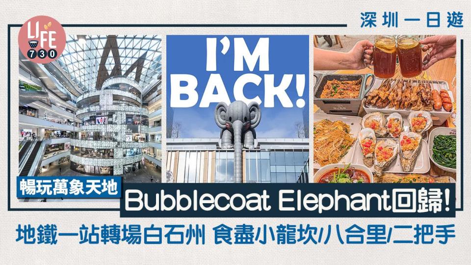 暢玩萬象天地 Bubblecoat Elephant回歸！地鐵一站轉場白石州 食盡小龍坎/八合里/二把手 (一文睇清簡單玩轉南山區)