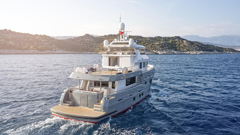 The pocket explorer can cruise 22 days nonstop and cover 4,000 nautical miles. - Credit: Bering Yachts