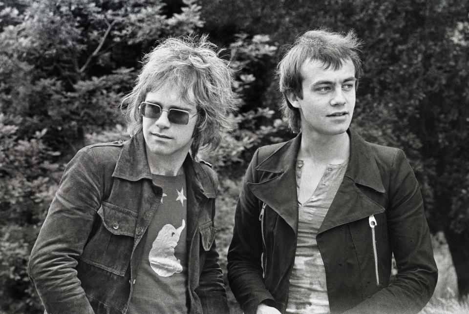 Elton John (left) and Bernie Taupin circa 1970, at the start of their fruitful friendship and partnership.