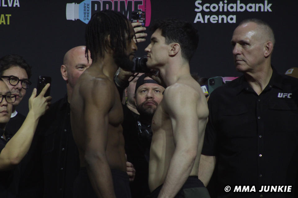 Neil Magny vs Mike Malott UFC 297 Ceremonial Weigh-ins faceoff