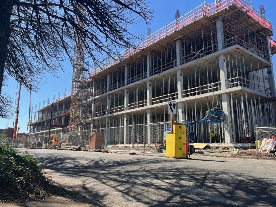 Construction continues on phase two of the Phil and Penny Knight Campus for Accelerating Scientific Impact. The second building of the complex is expected to be complete in spring of 2026.