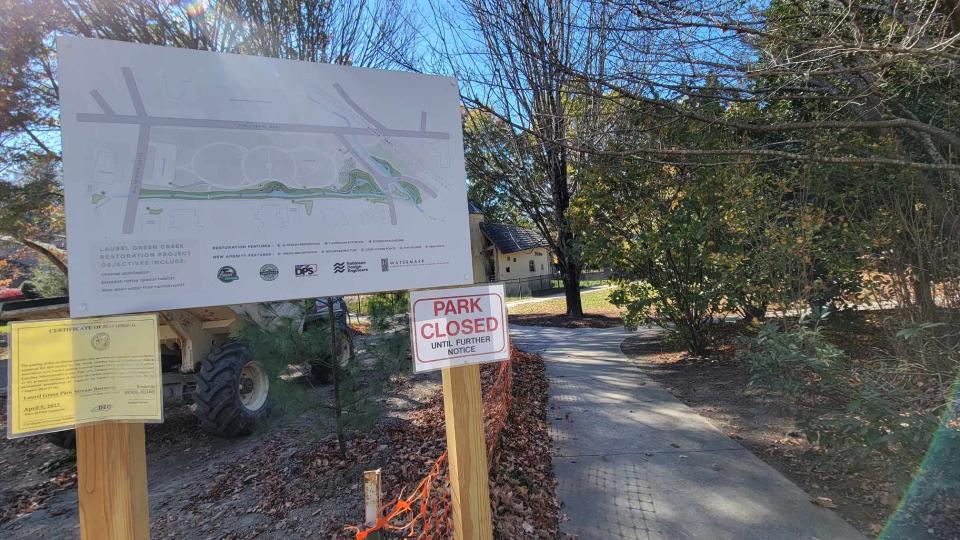 A look at Laurel Green, which is located across the street from Laurel Park Town Hall. The park has been undergoing improvements and has been closed since May.