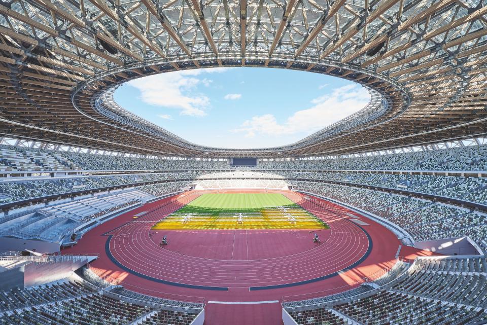 An aerial view of the Japan National Stadium, home and heartbeat of this summer’s Olympic Games.