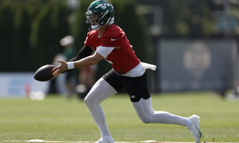 Zach Wilson at practice for the New York Jets.