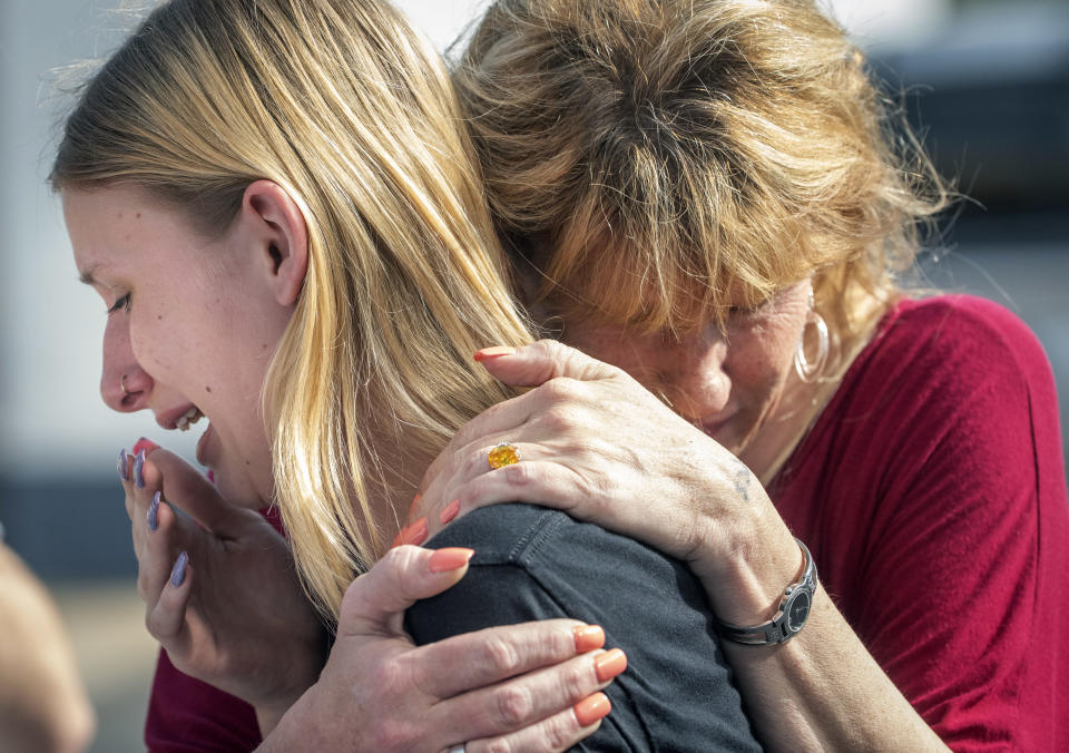 Santa Fe High School student Dakota Shrader is comforted by her mother, Susan Davidson, following the shooting at the school. (Photo: Stuart Villanueva/The Galveston County Daily News via AP)