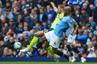 Manchester City's Belgian defender Vincent Kompany struggled against Wolves