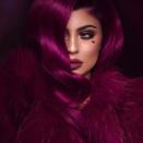 <p>A magenta wig with eyes and lips to match for a Kylie Cosmetics collection campaign in 2017. </p>