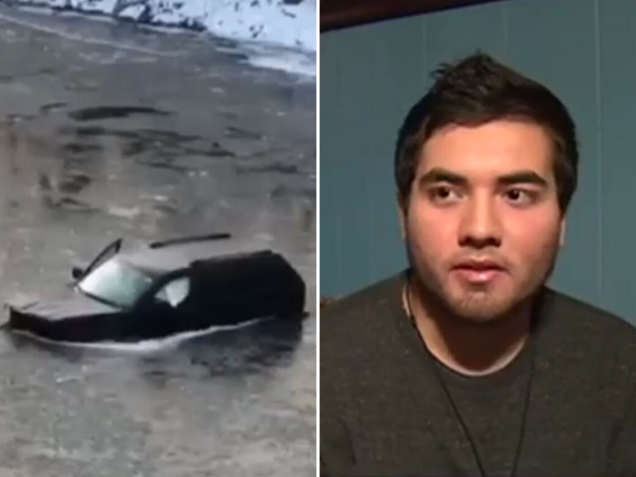 Gael Salcedo, 18, who was rescued from a freezing river in Iowa, US, after telling Siri to call emergency services because he had lost his phone: KIMT3