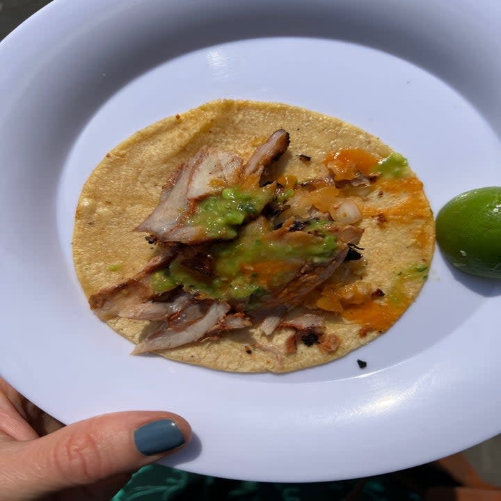 An al pastor taco on a plate