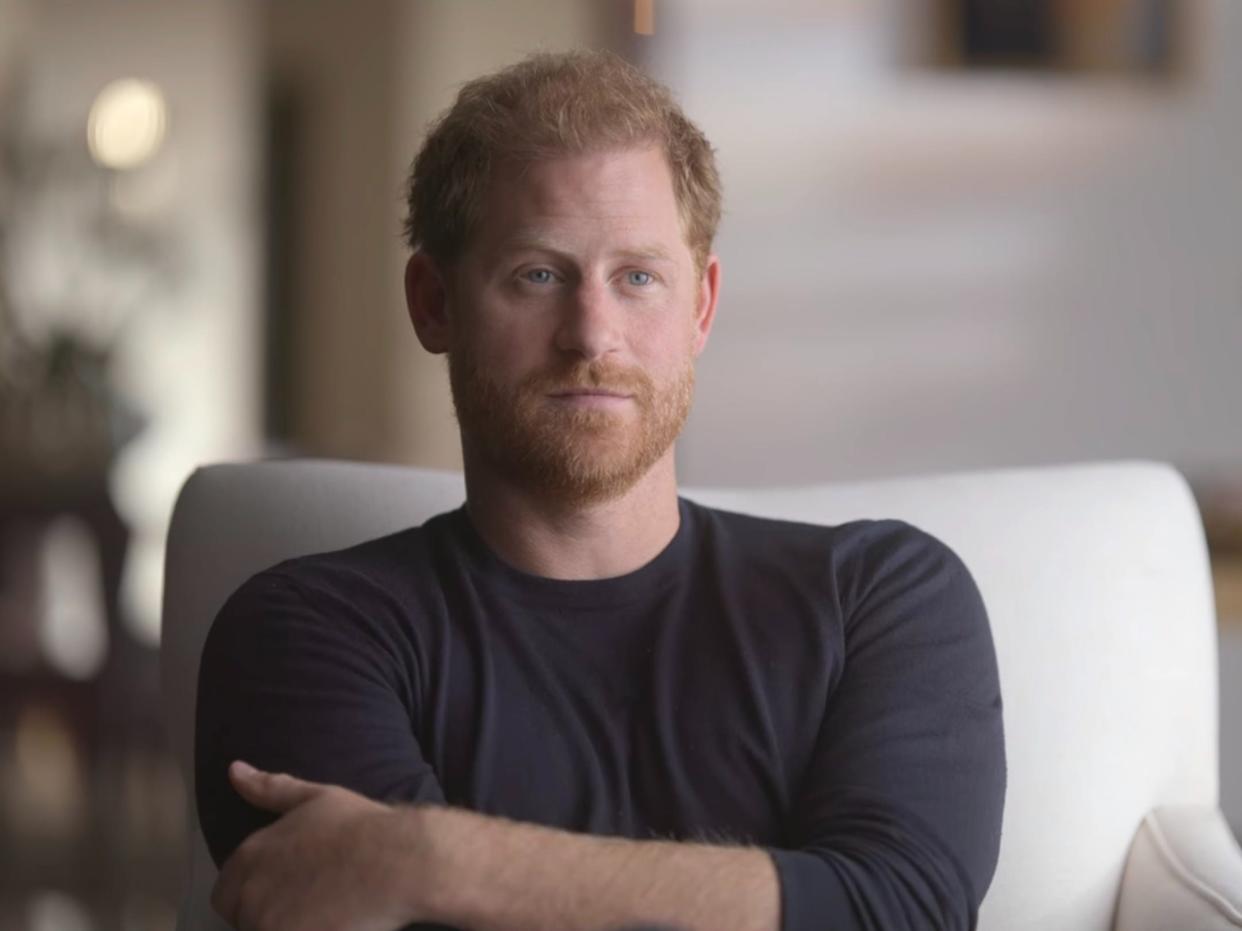 Prince Harry in "Harry & Meghan" on Netflix.