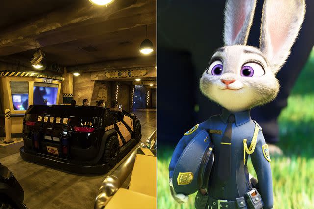 <p>Getty;Everett Collection</p> Zootopia: Hot Pursuit ride at Shanghai Disneyland