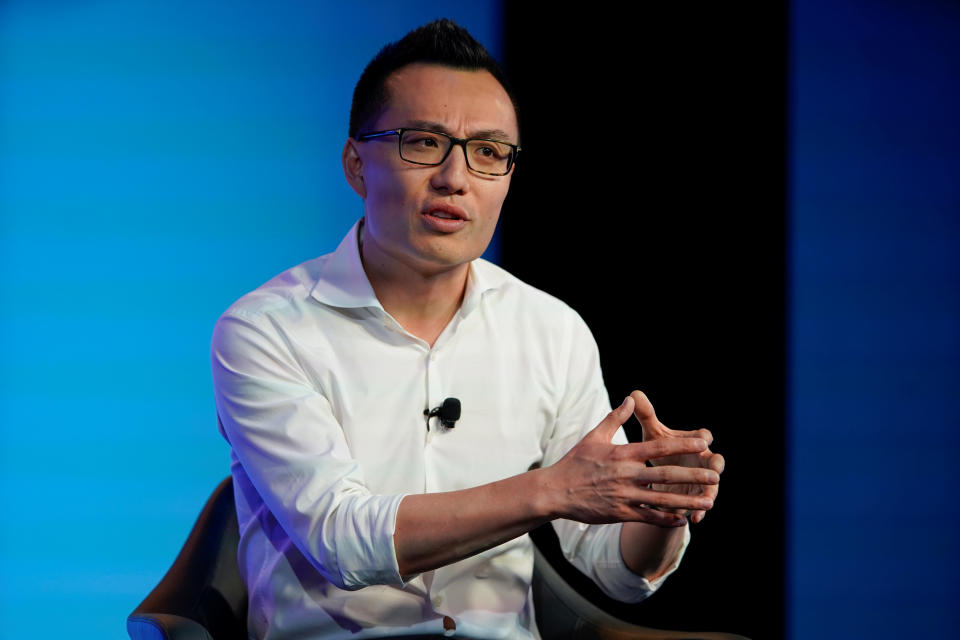 Tony Xu, co-founder and CEO of DoorDash speaks at the WSJTECH live conference in Laguna Beach, California, U.S. October 22, 2019.    REUTERS/ Mike Blake