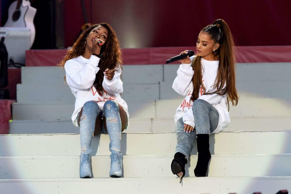 Dave Hogan/Getty Victoria Monét and Ariana Grande perform together in June 2017