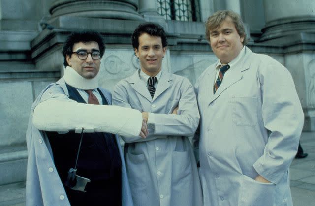 <p>Moviestore/Shutterstock</p> Eugene Levy, Tom Hanks and John Candy in 1984's Splash