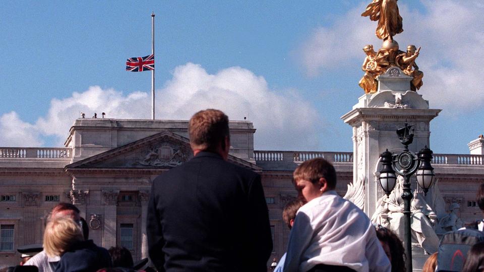 The flag flying at half mast for Princess Diana in 1997
