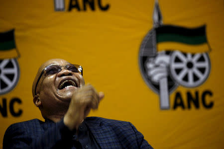 FILE PHOTO: South Africa's President and ANC party president Jacob Zuma reacts as he attends the party's National Executive Committee (NEC) three-day meeting in Pretoria, South Africa, March 18, 2016. REUTERS/Siphiwe Sibeko/File Photo