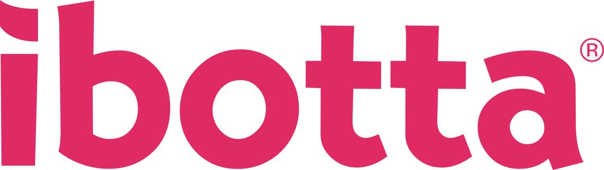 A pink logo for the company iBotta, which gives users cash back on purchases they make through their app.