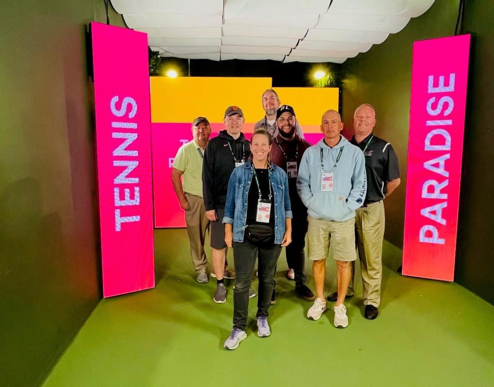 The Desert Sun sports and photo team were given the Bud Collins Media Award by the BNP Paribas Open on Tuesday. The honorees from left to right are Larry Bohannan, Andrew John, Taya Gray, Shad Powers, Andy Abeyta, Jay Calderon and Matt Solinsky.