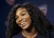 Serena Williams of the U.S. speaks during a news conference at the USTA Billie Jean King National Tennis Center ahead of the 2015 U.S. Open tennis tournament in New York, August 27, 2015. Play begins at the U.S. Open on August 31. REUTERS/Mike Segar