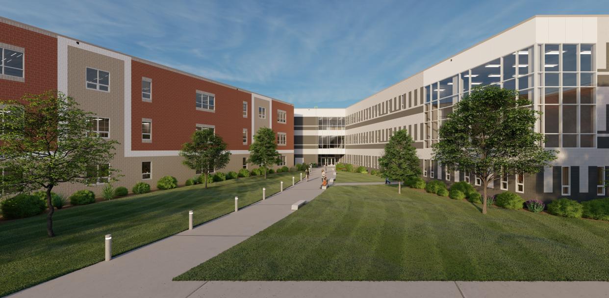 Here is a rendering of the planned school for sixth through 12th grades in the Cuyahoga Falls City School District. Construction is expected to start in May.