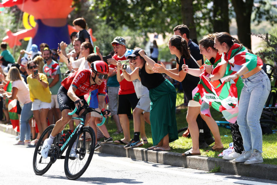 BAYONNE FRANCE  JULY 03 Laurent Pichon of France and Team ArkaSamsic competes in the breakaway during the stage three of the 110th Tour de France 2023 a 1935km stage from AmorebietaEtxano to Bayonne  UCIWT  on July 03 2023 in Bayonne France Photo by Michael SteeleGetty Images