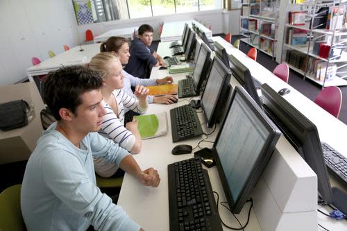 Students working at computers