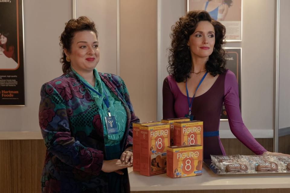 A photo still of Dierdre Friel and Rose Byrne in Apple TV+'s Physical.