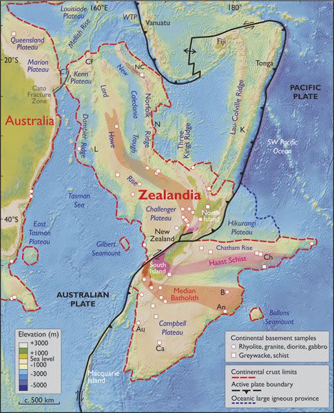 Spatial limits of Zealandia.